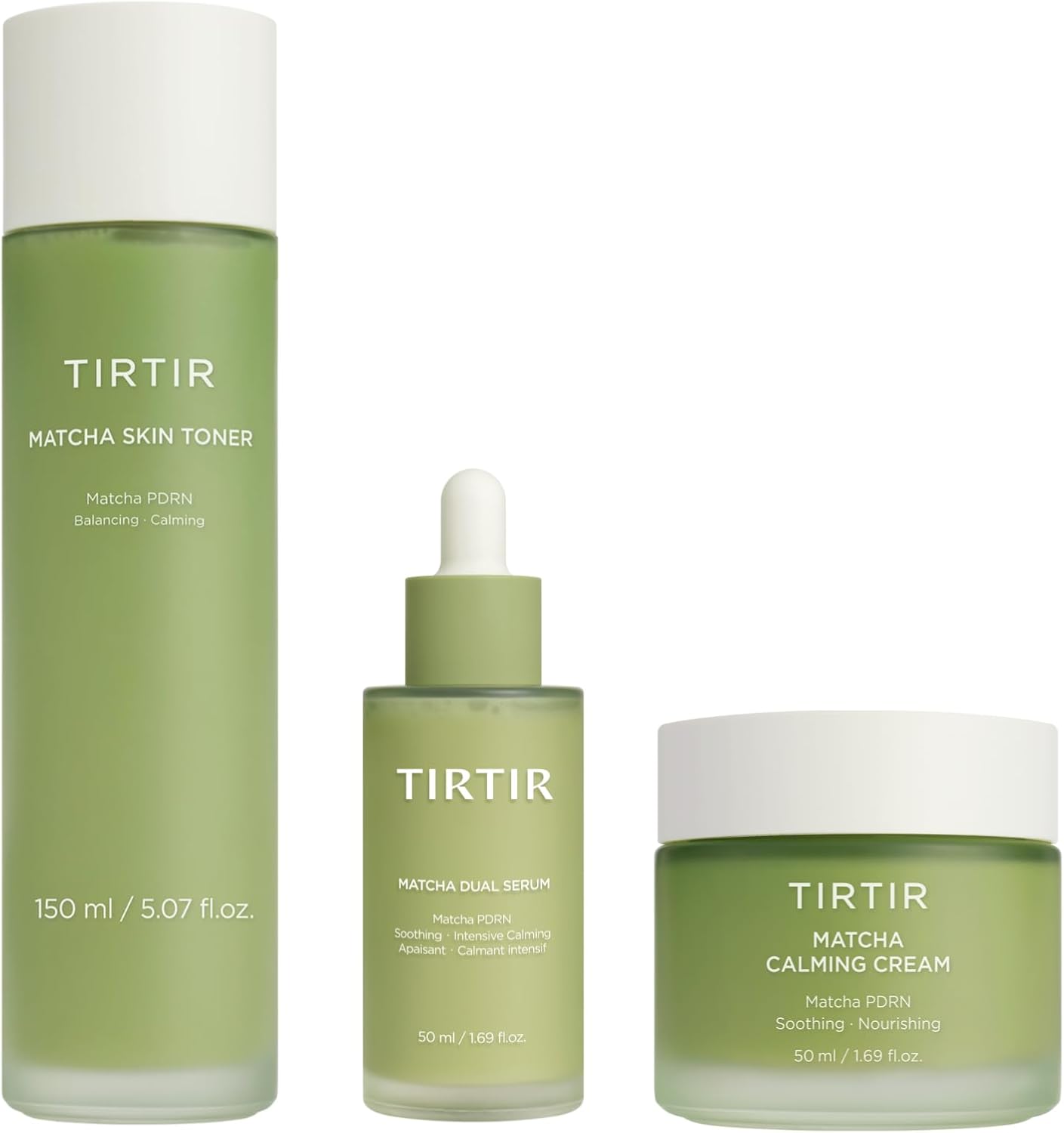 TIRTIR Matcha PDRN Toner 5.07 Fl Oz + Matcha Dual PDRN Serum 1.69 Fl Oz + Matcha PDRN Calming Cream 1.69 Fl Oz
