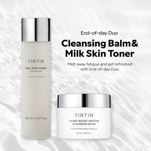 TIRTIR End-of-Day Routine - Milk Skin Toner + Hydro Enzyme Cleansing Balm