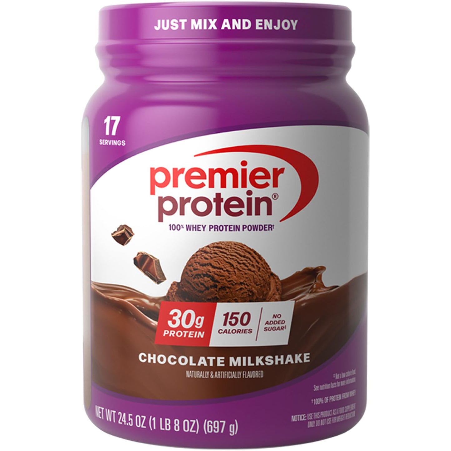 Premier Protein Powder, Vanilla, 100% Whey, 30g High Protein, 17 Servings | No Added Sugar, Supports Muscle Health, Soy & Gluten-Free, 1.5 lb