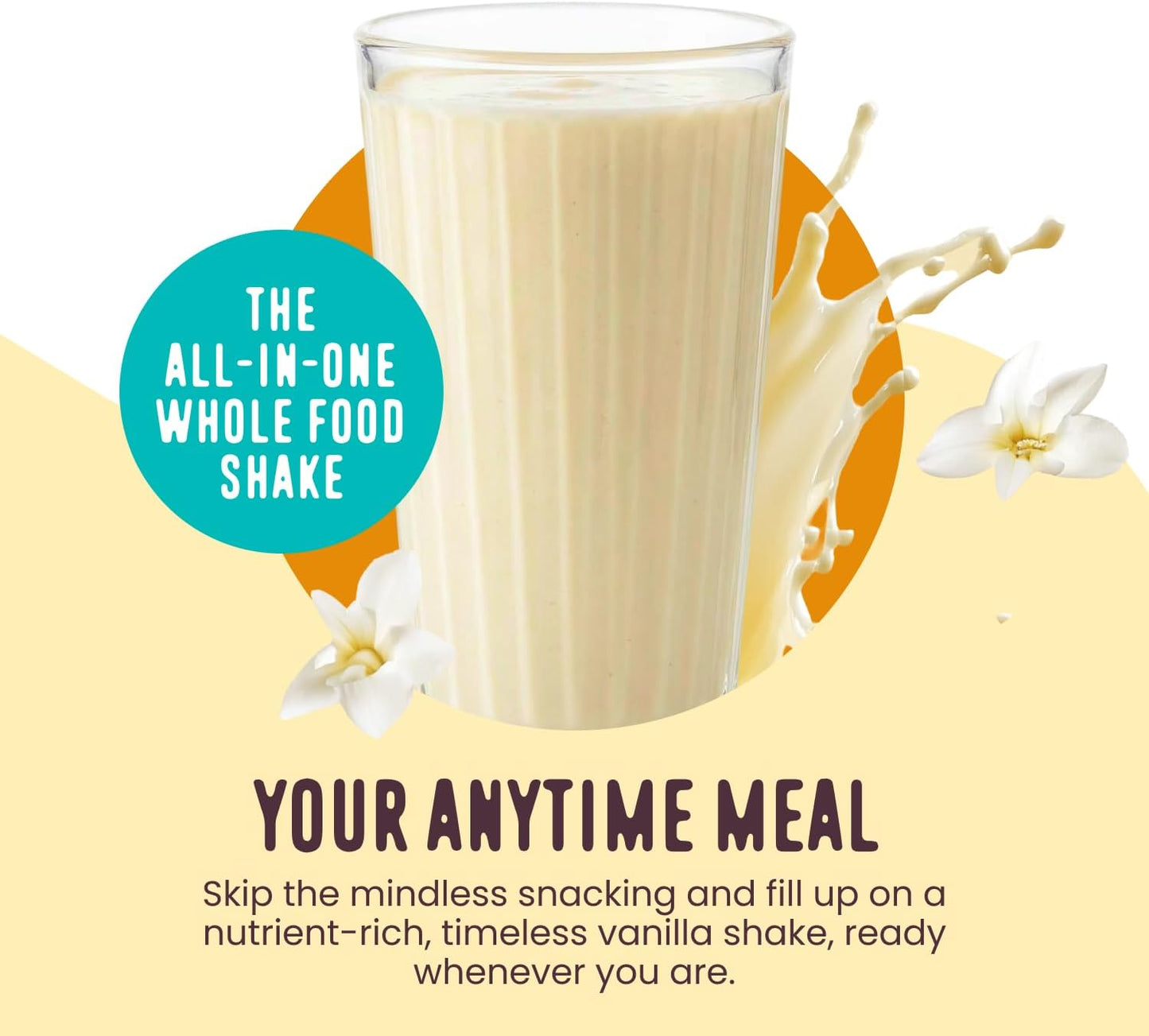 FlavCity Vanilla All in One Protein Shake Powder - On the Go Meal Alternative + Collagen Peptides, Reishi & Cordyceps - Focus, Skin, Hair & Joint Support - 100% Grass Fed Whey, 20 Servings