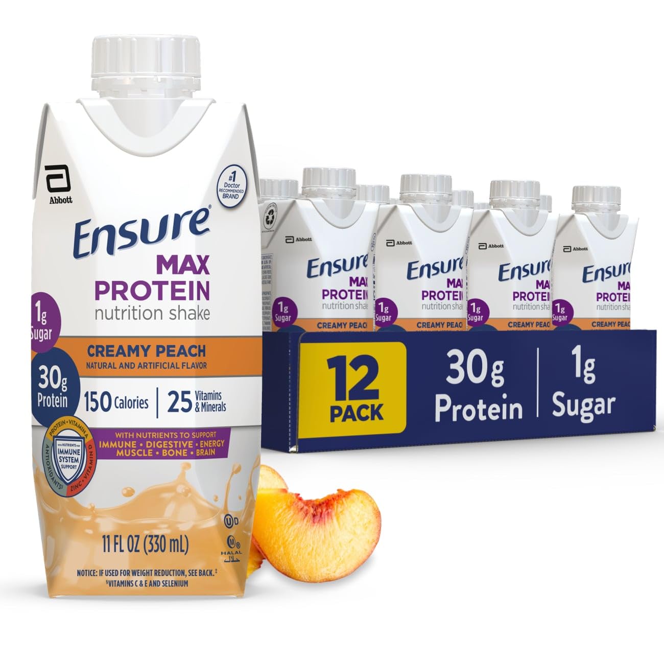Ensure Max Protein Shake | Milk Chocolate | Ready to Drink | 30g Protein for Muscle Health | 1g Sugar, 4g Fiber | 11 fl oz, 12 Pack