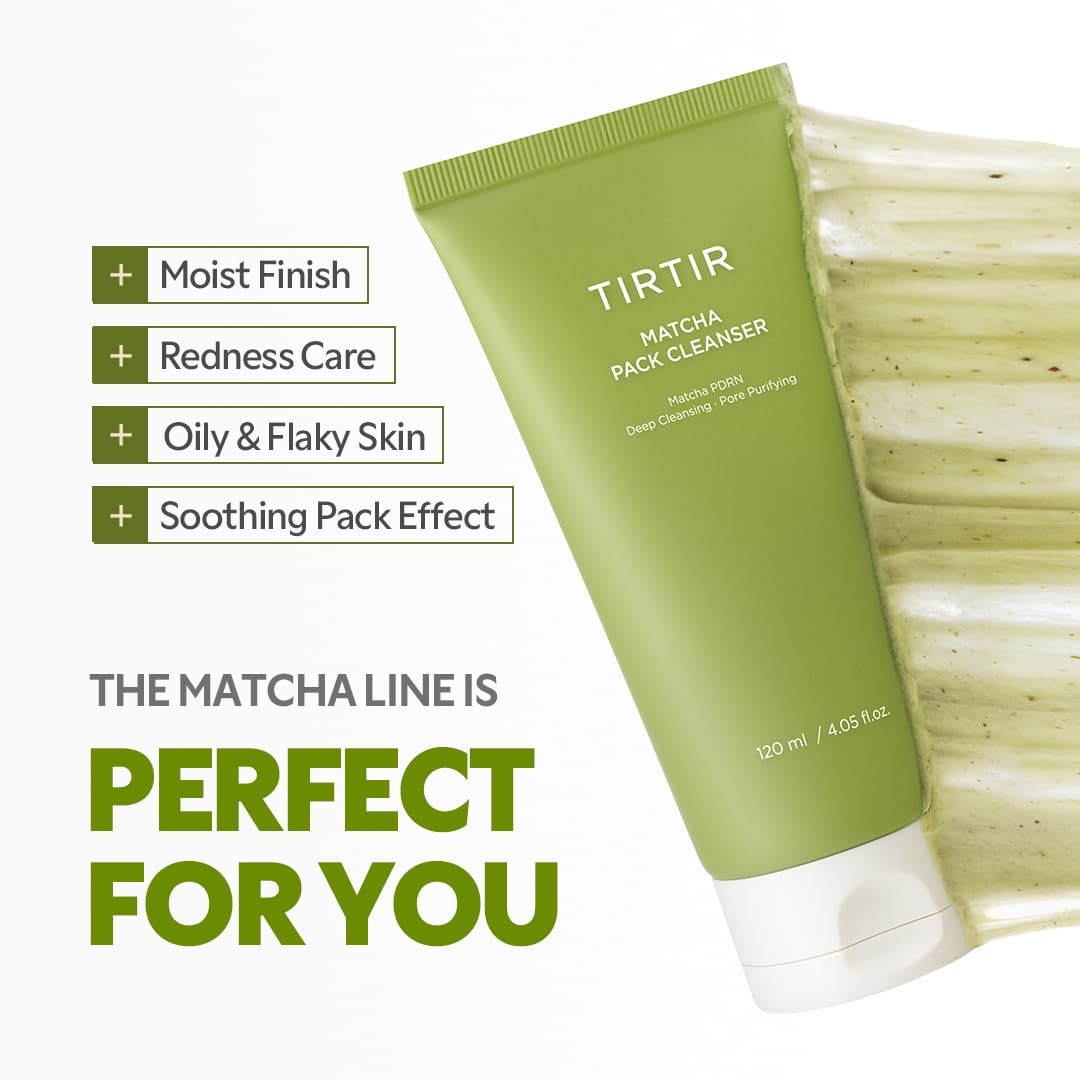 TIRTIR Matcha Pack Cleanser | Deep Pore Cleanser & Exfoliating Face Wash, Gelato-to-Foam, 2-in-1 Blackhead & Sebum Control – 5,000ppm Matcha PDRN + AHA Complex, Korean Cleanser for Sensitive Skin