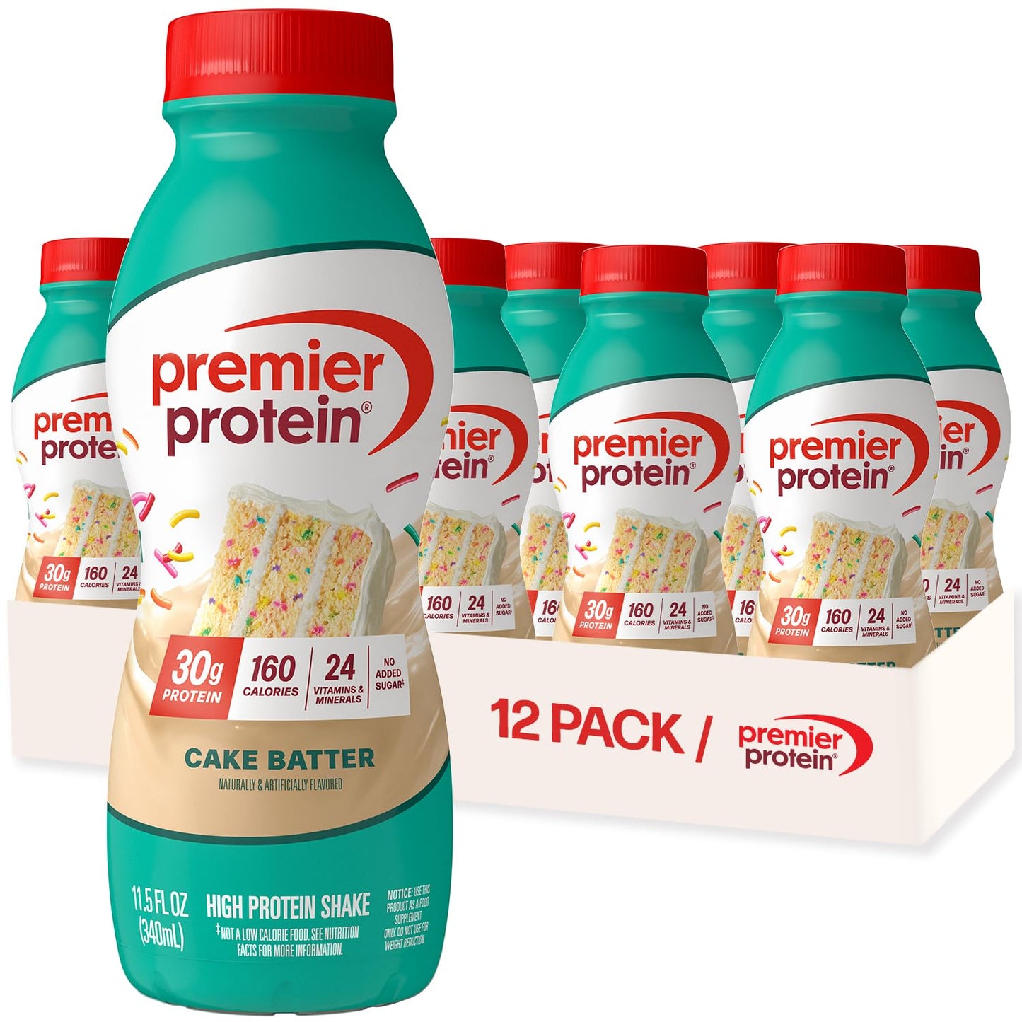 Premier Protein Shake, Chocolate, 30g High Protein, 12 Pack | 160 Calories, 24 Vitamins & Minerals, No Added Sugar, Supports Muscle Health, Gluten-Free, 11.5 oz