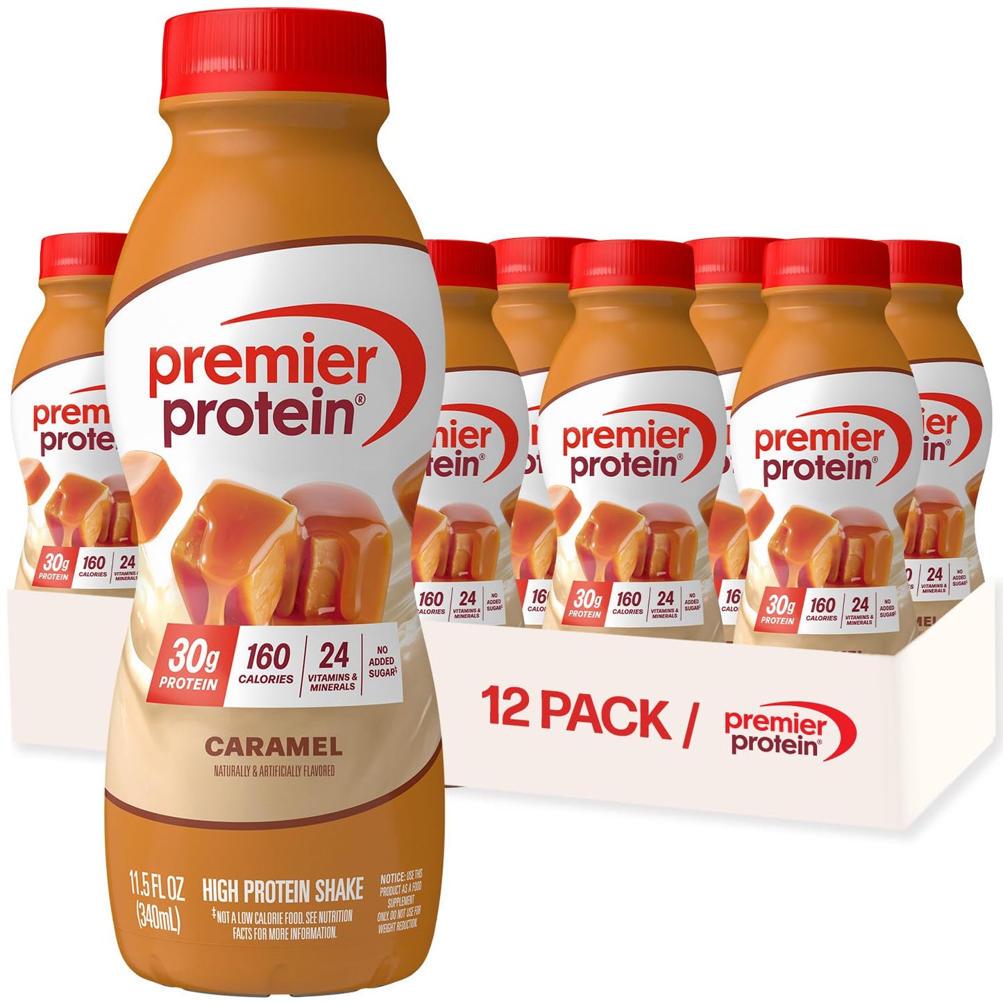Premier Protein Shake, Chocolate, 30g High Protein, 12 Pack | 160 Calories, 24 Vitamins & Minerals, No Added Sugar, Supports Muscle Health, Gluten-Free, 11.5 oz