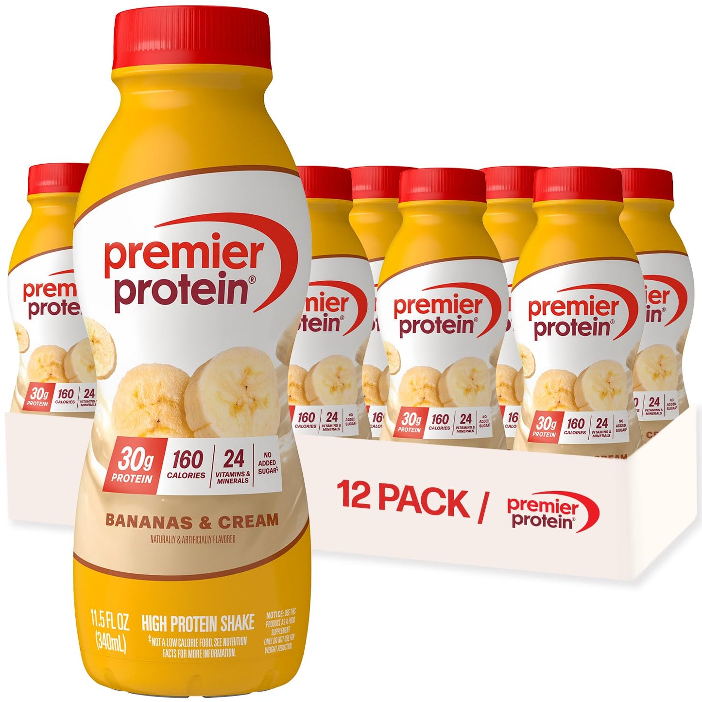 Premier Protein Shake, Chocolate, 30g High Protein, 12 Pack | 160 Calories, 24 Vitamins & Minerals, No Added Sugar, Supports Muscle Health, Gluten-Free, 11.5 oz