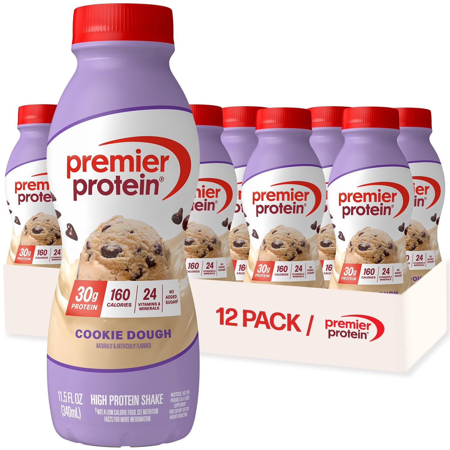 Premier Protein Shake, Chocolate, 30g High Protein, 12 Pack | 160 Calories, 24 Vitamins & Minerals, No Added Sugar, Supports Muscle Health, Gluten-Free, 11.5 oz
