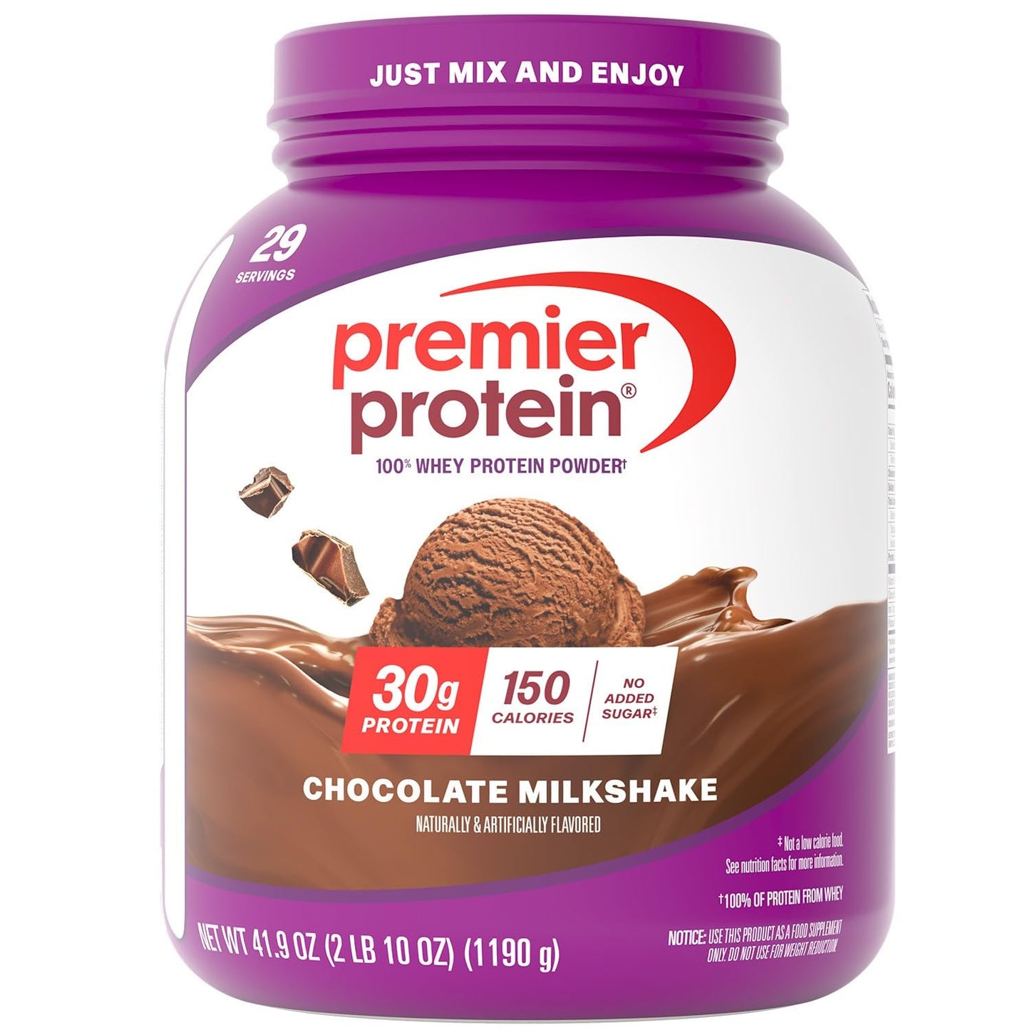 Premier Protein Powder, Vanilla, 100% Whey, 30g High Protein, 17 Servings | No Added Sugar, Supports Muscle Health, Soy & Gluten-Free, 1.5 lb