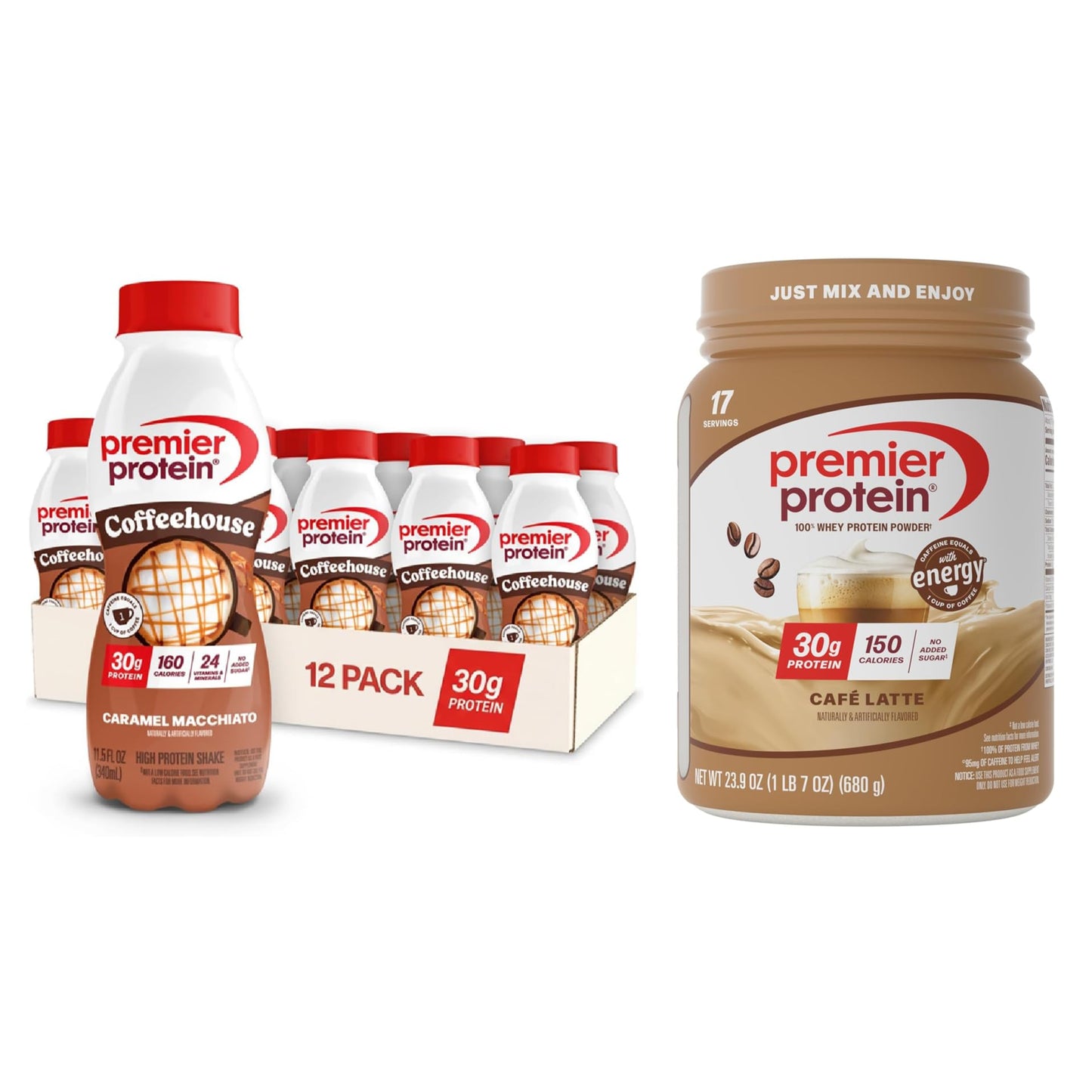 Premier Protein Powder, Vanilla, 100% Whey, 30g High Protein, 17 Servings | No Added Sugar, Supports Muscle Health, Soy & Gluten-Free, 1.5 lb