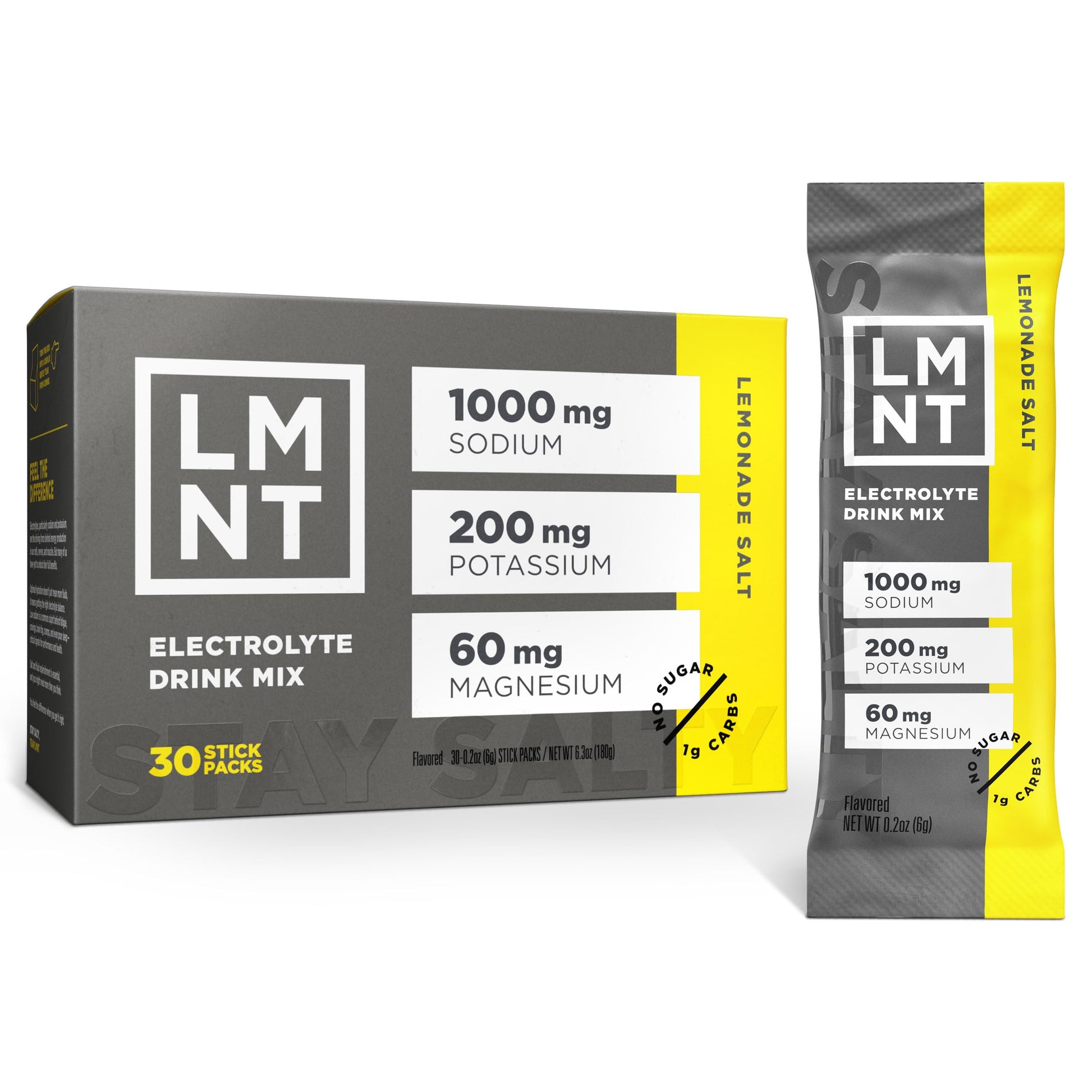 LMNT Zero Sugar Electrolytes - Raw Unflavored Salt | Drink Mix | 30-Count
