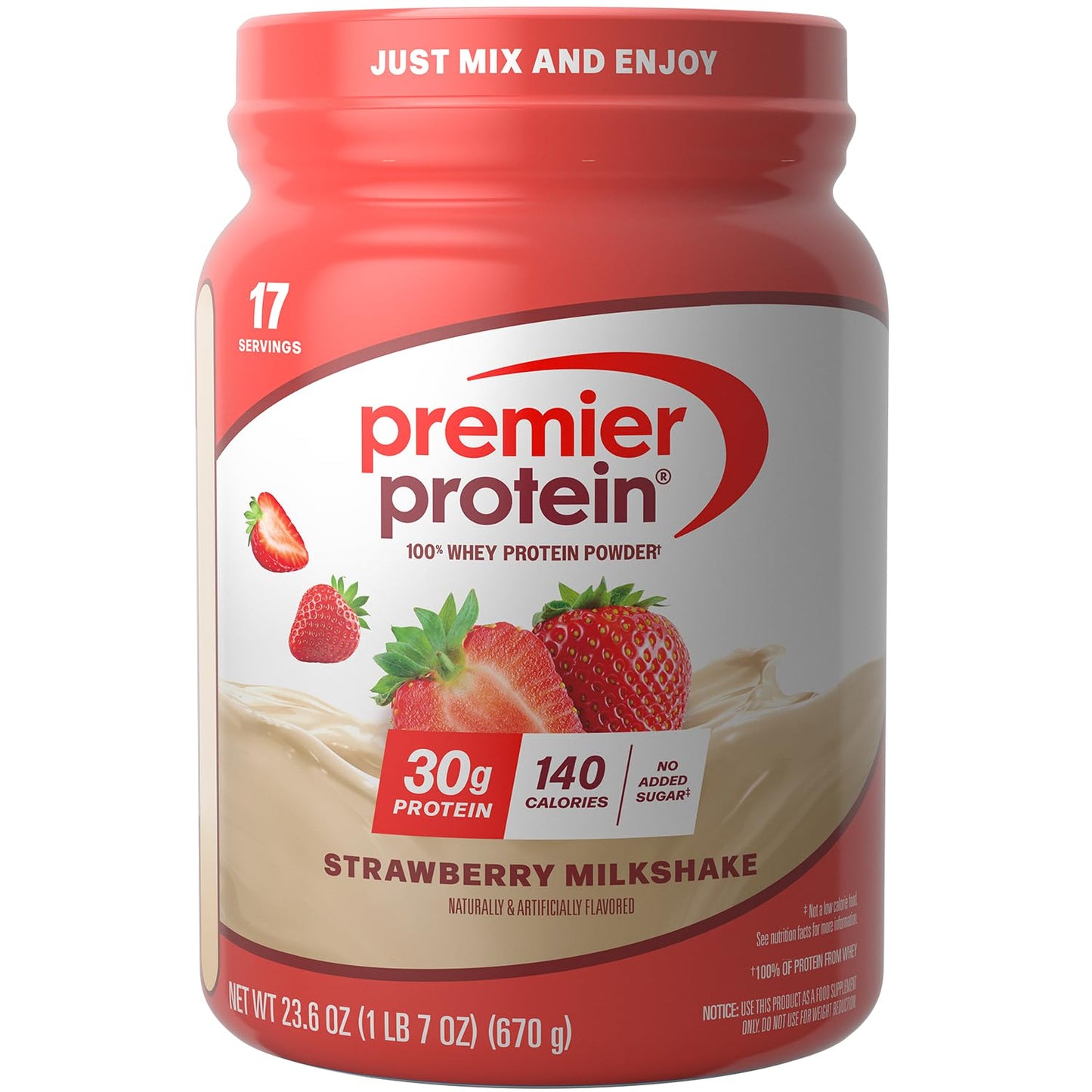 Premier Protein Powder, Vanilla, 100% Whey, 30g High Protein, 17 Servings | No Added Sugar, Supports Muscle Health, Soy & Gluten-Free, 1.5 lb