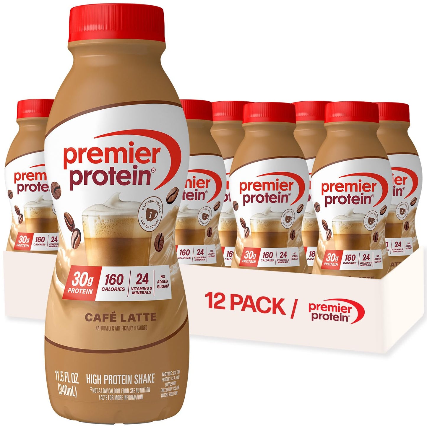 Premier Protein Shake, Chocolate, 30g High Protein, 12 Pack | 160 Calories, 24 Vitamins & Minerals, No Added Sugar, Supports Muscle Health, Gluten-Free, 11.5 oz