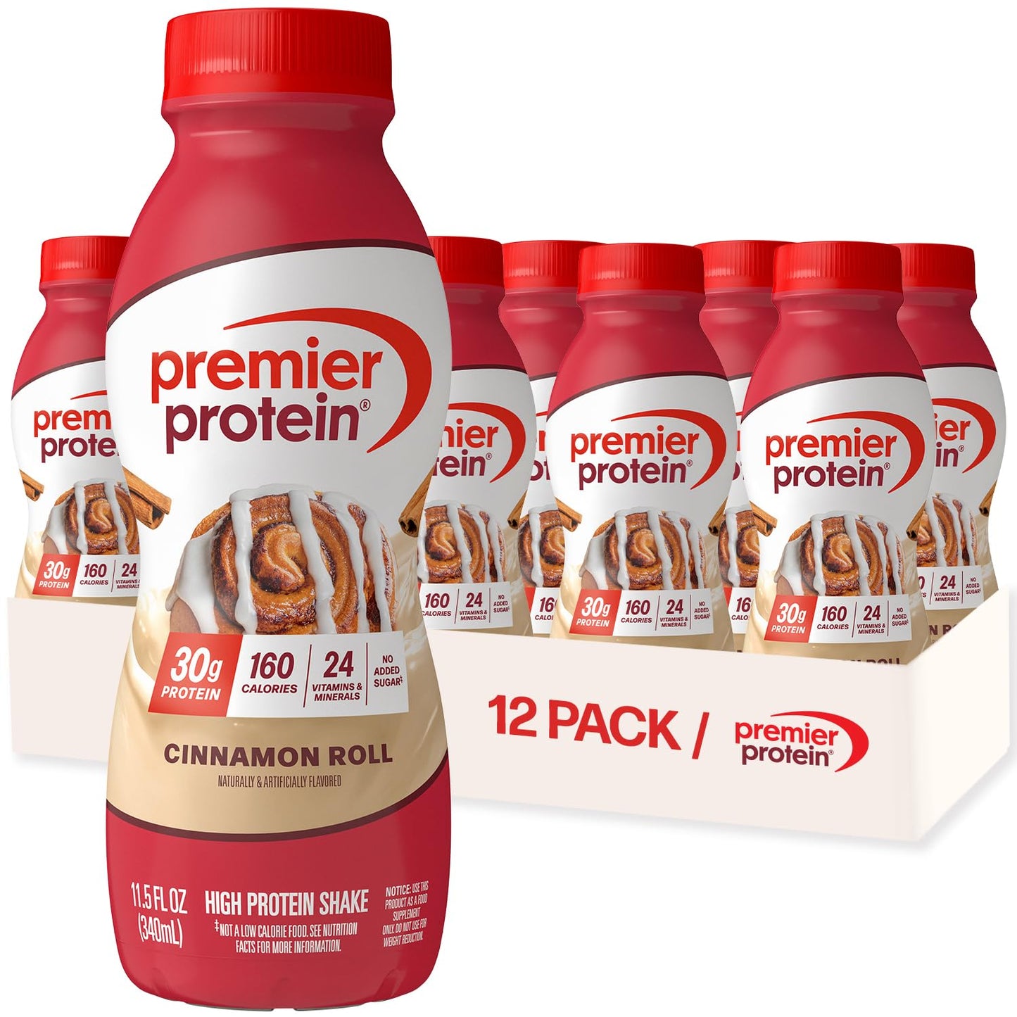 Premier Protein Shake, Chocolate, 30g High Protein, 12 Pack | 160 Calories, 24 Vitamins & Minerals, No Added Sugar, Supports Muscle Health, Gluten-Free, 11.5 oz