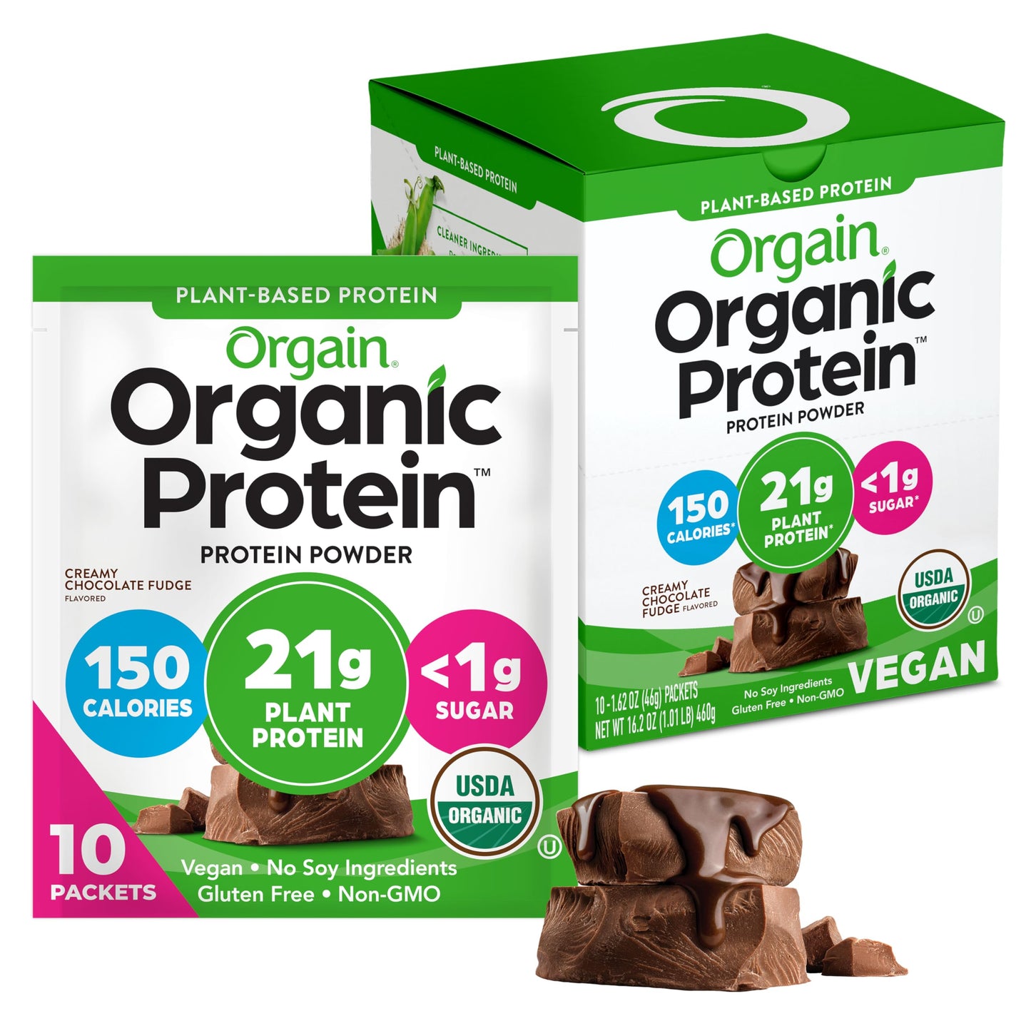 Orgain Organic Vegan Protein Powder, Vanilla Bean - 21g Plant Protein, 6g Prebiotic Fiber, No Lactose Ingredients, No Added Sugar, Non-GMO, for Shakes & Smoothies, 2.03 lb (Packaging May Vary)