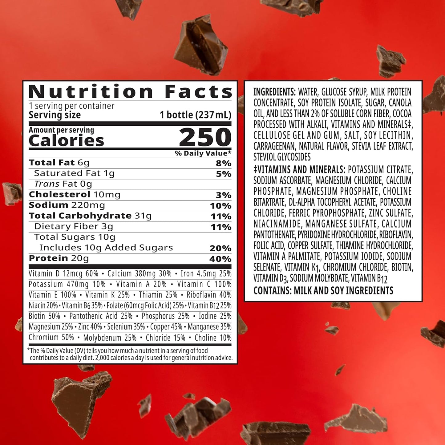 BOOST High Protein with Fiber Ready to Drink Complete Nutritional Drink, Rich Chocolate, 8 fl oz Bottle, 24 Pack
