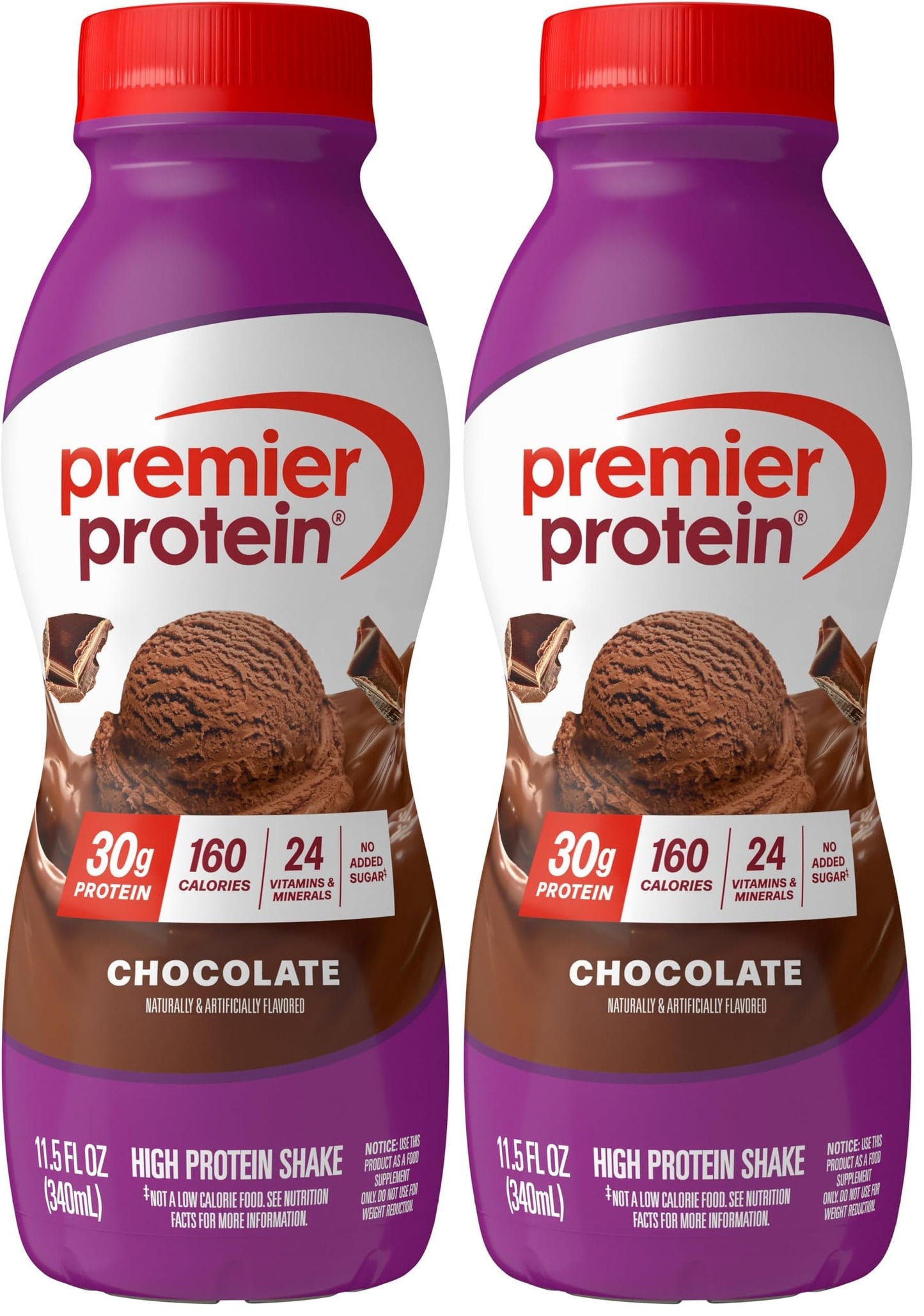 Premier Protein Shake, Chocolate, 30g High Protein, 12 Pack | 160 Calories, 24 Vitamins & Minerals, No Added Sugar, Supports Muscle Health, Gluten-Free, 11.5 oz