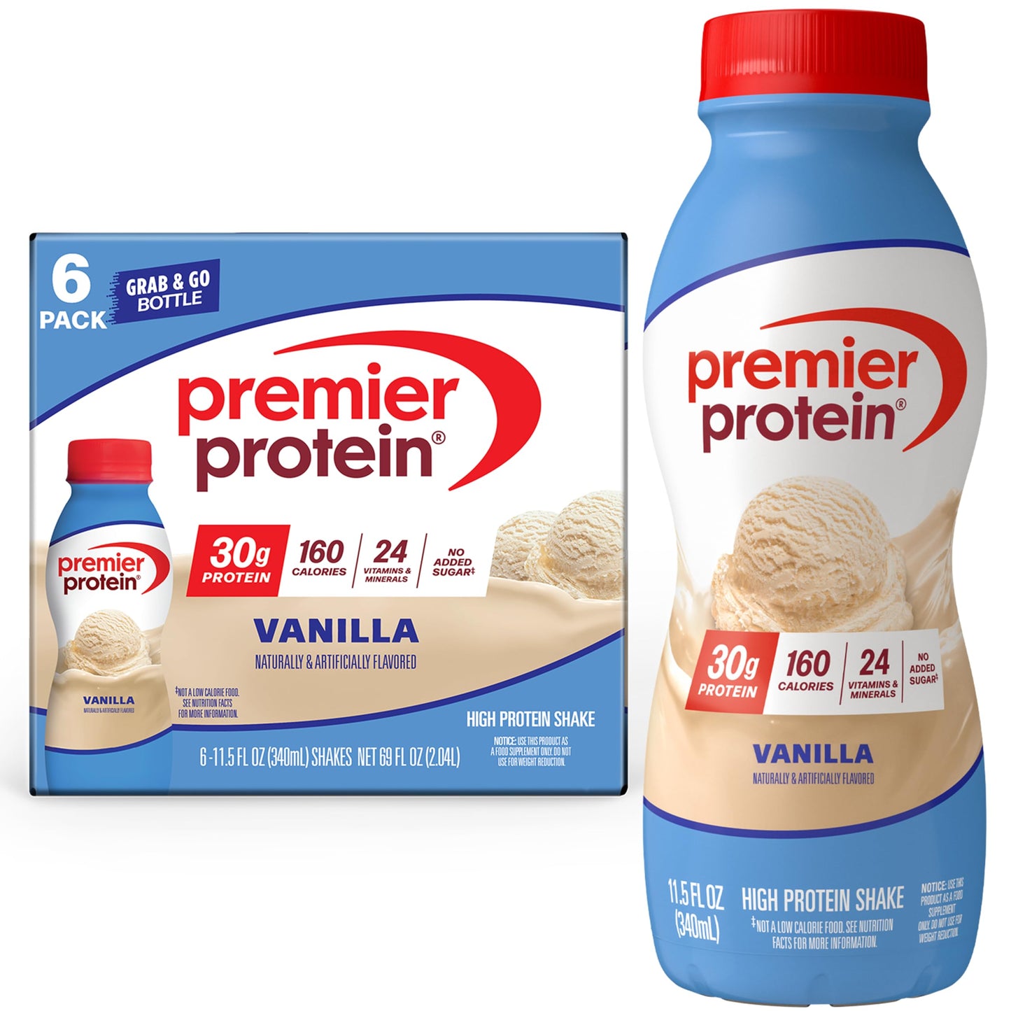 Premier Protein Shake, Chocolate, 30g High Protein, 12 Pack | 160 Calories, 24 Vitamins & Minerals, No Added Sugar, Supports Muscle Health, Gluten-Free, 11.5 oz