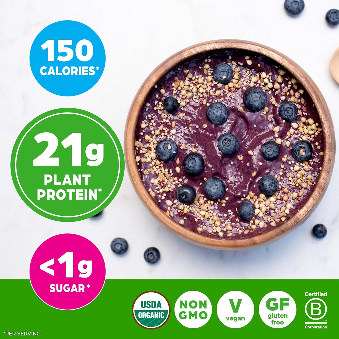 Orgain Organic Vegan Protein Powder, Vanilla Bean - 21g Plant Protein, 6g Prebiotic Fiber, No Lactose Ingredients, No Added Sugar, Non-GMO, for Shakes & Smoothies, 2.03 lb (Packaging May Vary)