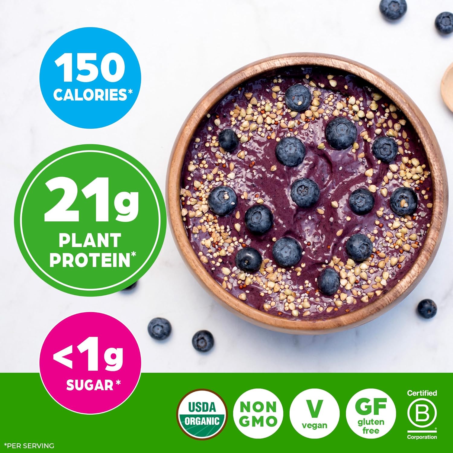 Orgain Organic Vegan Protein Powder, Vanilla Bean - 21g Plant Protein, 6g Prebiotic Fiber, No Lactose Ingredients, No Added Sugar, Non-GMO, for Shakes & Smoothies, 2.03 lb (Packaging May Vary)